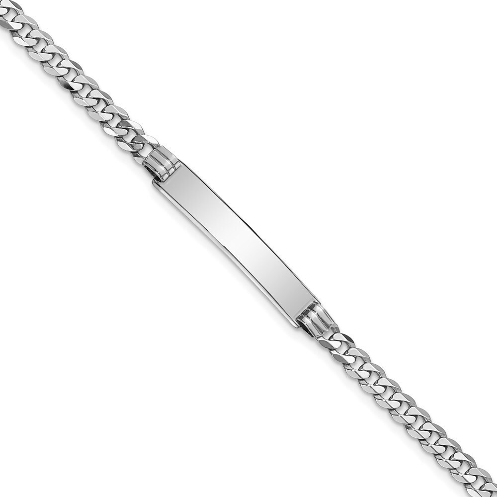 14k White Gold Wg Flat Curb Link Id Bracelet